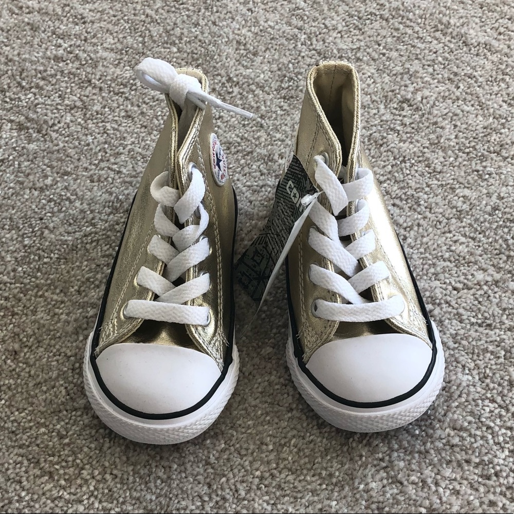 NWT Converse All Star Hightop Metallic Gold